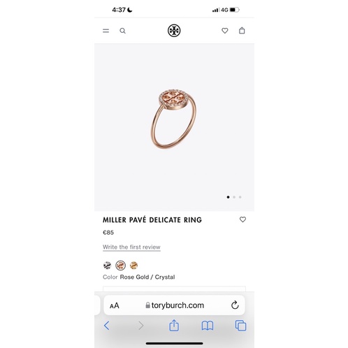 Nhẫn Tory Burch đá swarovski kèm túi vải