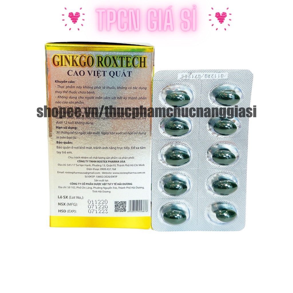 Hoạt huyết dưỡng não Ginkgo biloba cao việt quất, cao bạch quả, omega 3 bổ não, tuần hoàn máu não - Hộp 100 viên