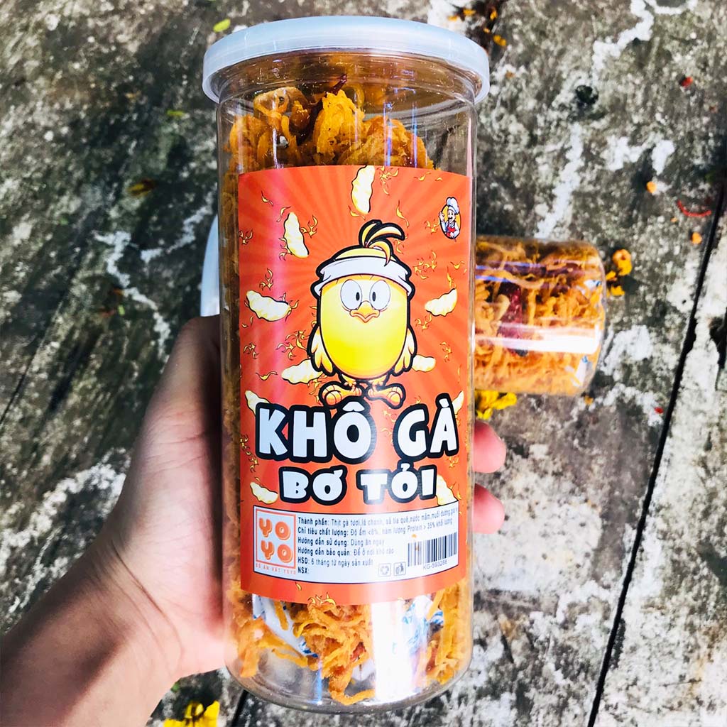 Khô gà bơ tỏi đóng hũ 300g đồ ăn vặt YOYO | BigBuy360 - bigbuy360.vn