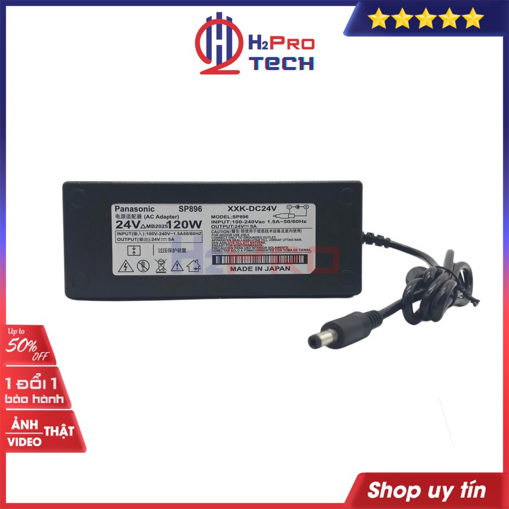 Nguồn 24V 5A, Adapter 24V 5A 120W Jack DC 5.5X2.1mm Panasonic Cao Cấp, Dòng Ổn Định Bảo Vệ Thiết Bị-H2Pro Tech