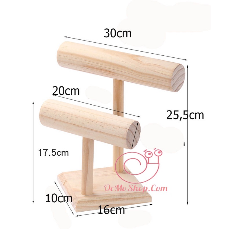 Giá treo đồng hồ, Kệ vòng tay chữ T 1 tầng, 2 tầng bằng gỗ cao cấp