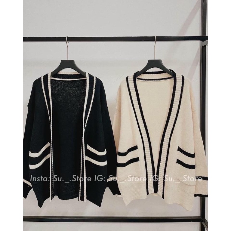 Áo Khoác Cardigan Len Sọc Form Rộng Nam Nữ Unisex Phong Cách Ulzzang - Áo Khoác Ngoài cdg Vintage Chất Đẹp