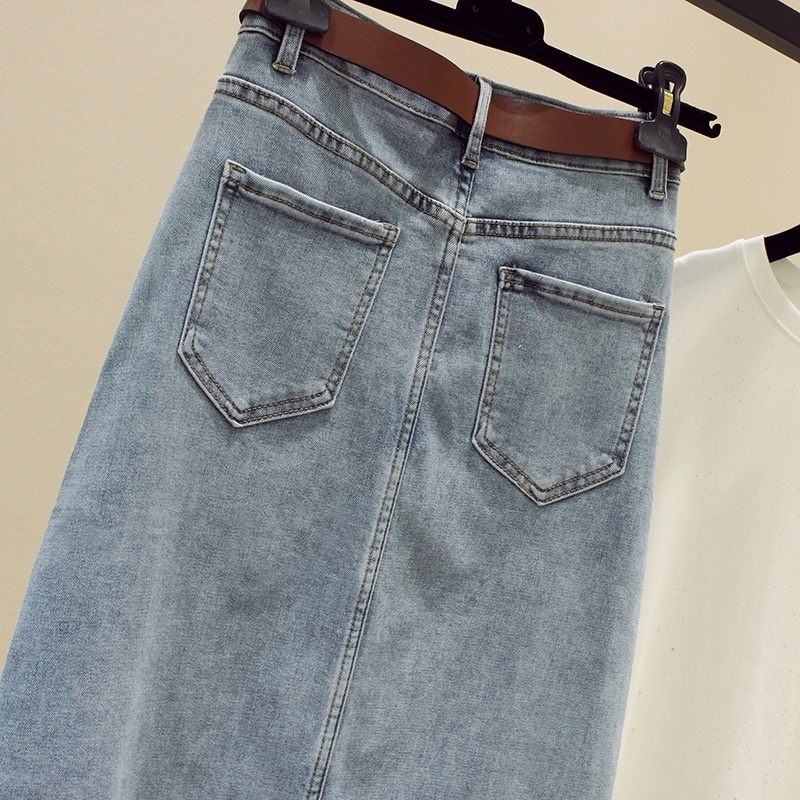 Chân Váy Denim Dài Dáng Chữ a Lưng Cao Xẻ Tà Thời Trang Mùa Hè 2022 Mới Cho Nữ