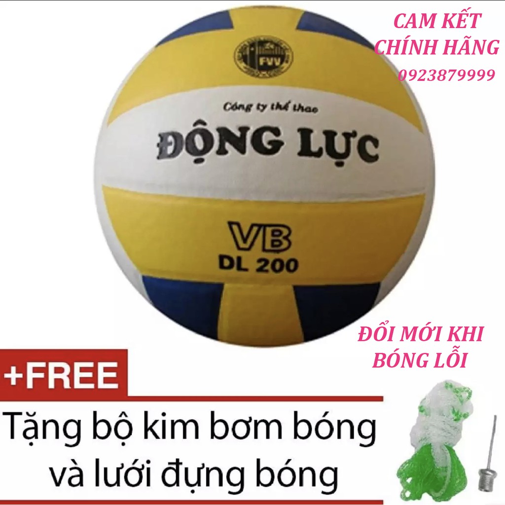 (CHÍNH HÃNG) Bóng chuyền Động Lực 3 màu DL200 + Tặng kim bơm+lưới đựng bóng