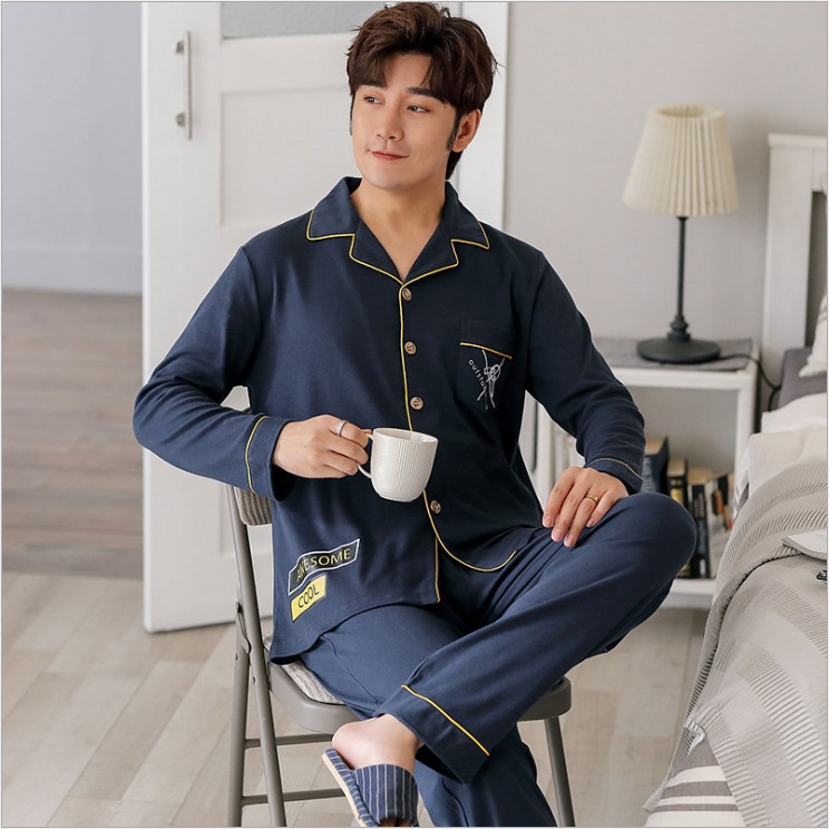 Đồ bộ Pijama-Đồ ngủ nam cao cấp phong cách Hàn Quốc, chất COTTON 100 dày dặn & thoáng khí (711)