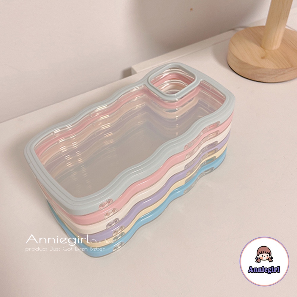 Ốp Điện Thoại Chống Sốc Màu Macaron Viền Lượn Sóng Cho IPhone 13 12 11 Pro Max 8 7 Plus X XS XR