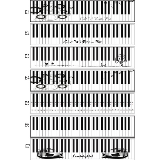 Decal dán phím đàn Organ