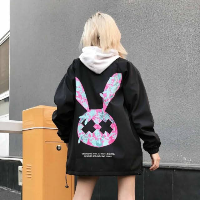 Áo khoác dù inam nữ in thỏ xx ko nón có size lớn