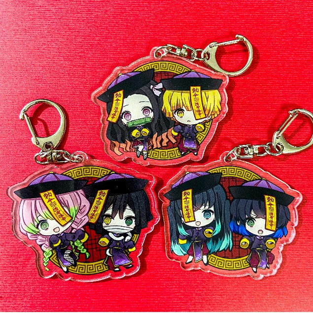 ( Mica trong acrylic ) Móc khóa KIMETSU NO YAIBA THANH GƯƠM DIỆT QUỶ ver Couple Cương Thi anime chibi xinh xắn đáng yêu