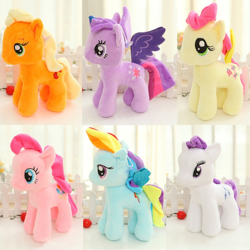 Thú Nhồi Bông Hình Con Ngựa Pony Màu Cầu Vồng Mềm Mại Kích Thước 20cm