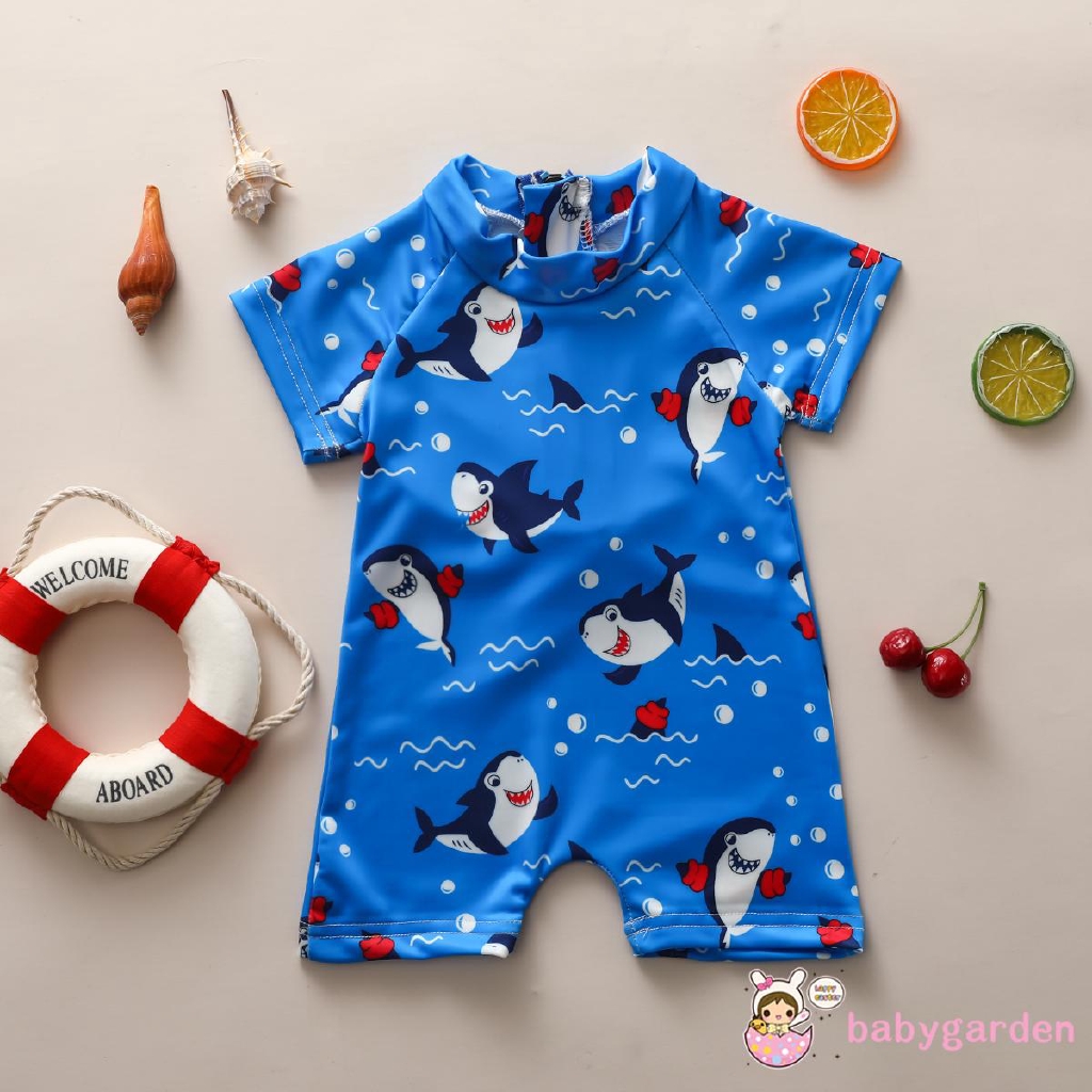 Bộ Đồ Bơi Một Mảnh In Hình Cá Mập Hoạt Hình 3D Dành Cho Bé Trai 0-5 Tuổi