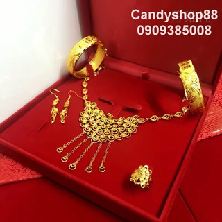 Hộp trang sức vải nhung nguyên bộ size lớn 19x19cm bởi candyshop88