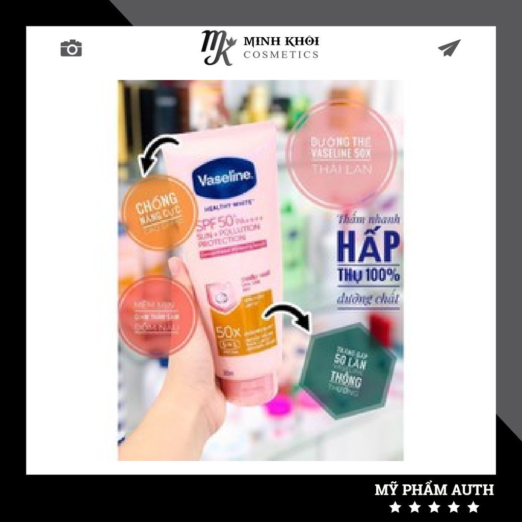 Sữa dưỡng thể trắng sáng da VASELINE 50X 320ML | BigBuy360 - bigbuy360.vn