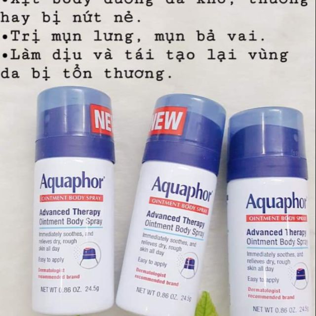 Xịt body da khô Aquaphor