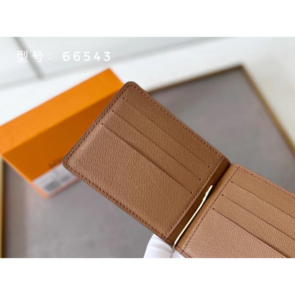 Sẵn sàng giao hàng 100% nguyên bản chính hãng Louis Vuitton LV nam và nữ Kẹp vé monogram mới M66543 Hộp đựng đô la Mỹ