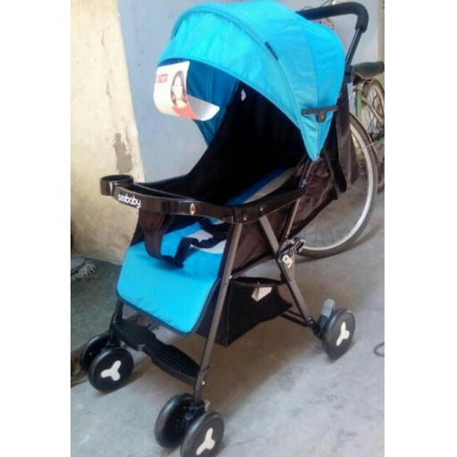 Xe đẩy 1 chiều 3 tư thế cao cấp Seebaby (phanh chân, mái che, giỏ đồ)