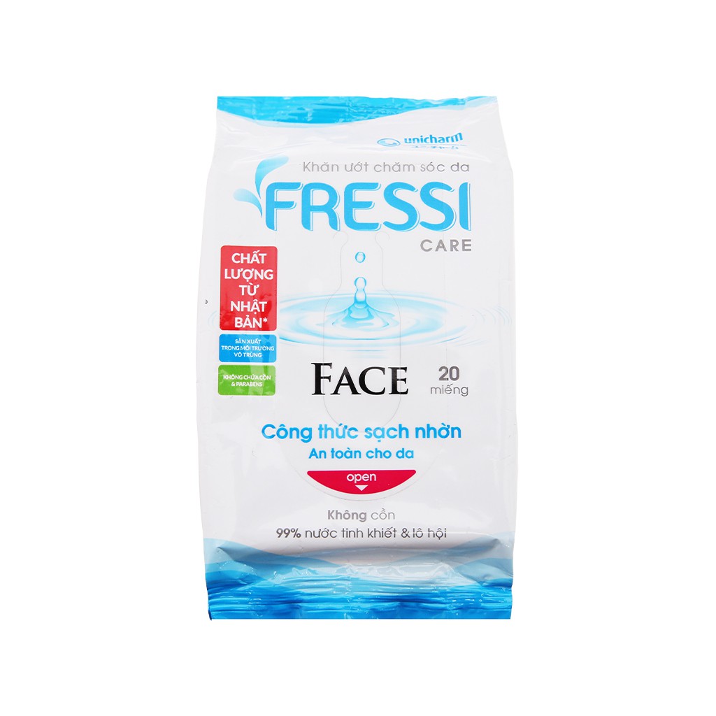 [ EXP:2024-05-24 ] Khăn ướt Fressi Care Face hương nha đam gói 20 tờ