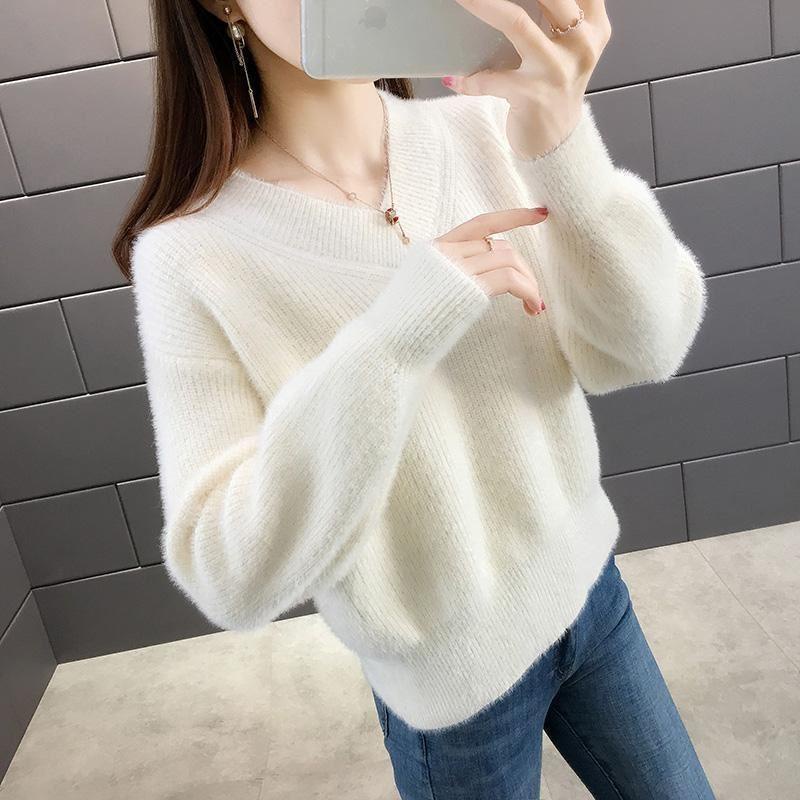 Áo Sweater Lông Cừu Dày Dặn Dáng Ngắn Thời Trang Thu Đông Hàng Mới 2021 Dành Cho Bạn Nữ