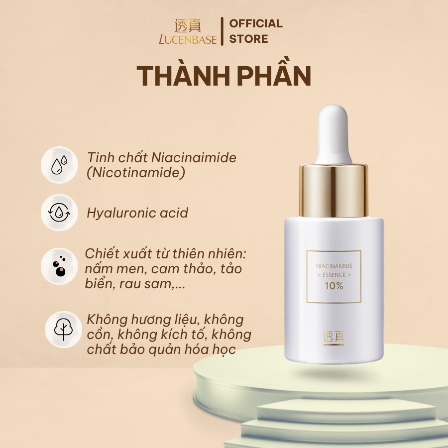 Tinh chất serum 10% niacinamide LUCENBASE kiềm dầu, giảm thâm, sáng da 30ml