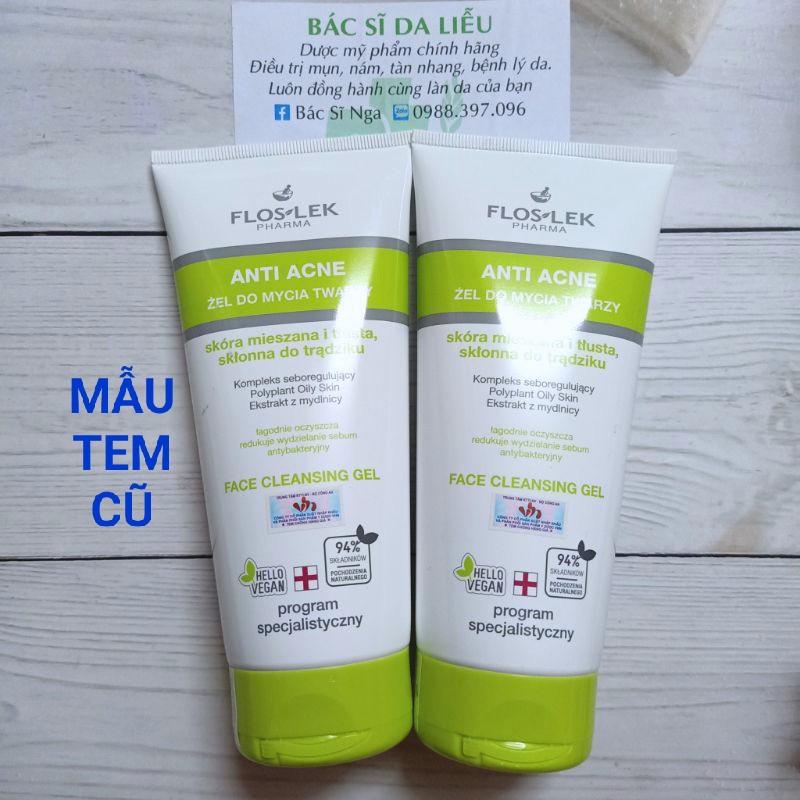 ✔️[CHÍNH HÃNG] Sữa rửa mặt cho da nhờn mụn Floslek Pharma Antibacterial Face Cleansing Gel (200ml) (Mẫu Mới)