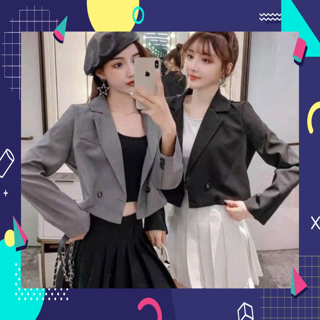 Sale Áo khoác vest lửng Ulzzang 2 nút tay suông 1115B1 Sale0