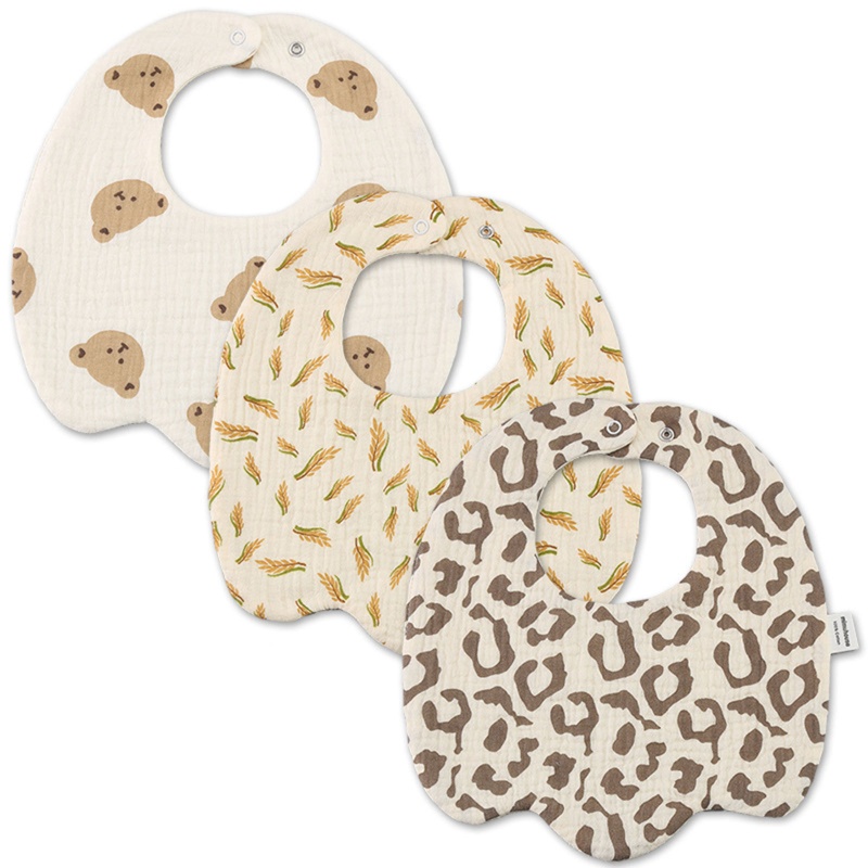 Yếm Ăn Cotton Thoáng Khí Hình Chữ U Dành Cho Bé Trai Gái