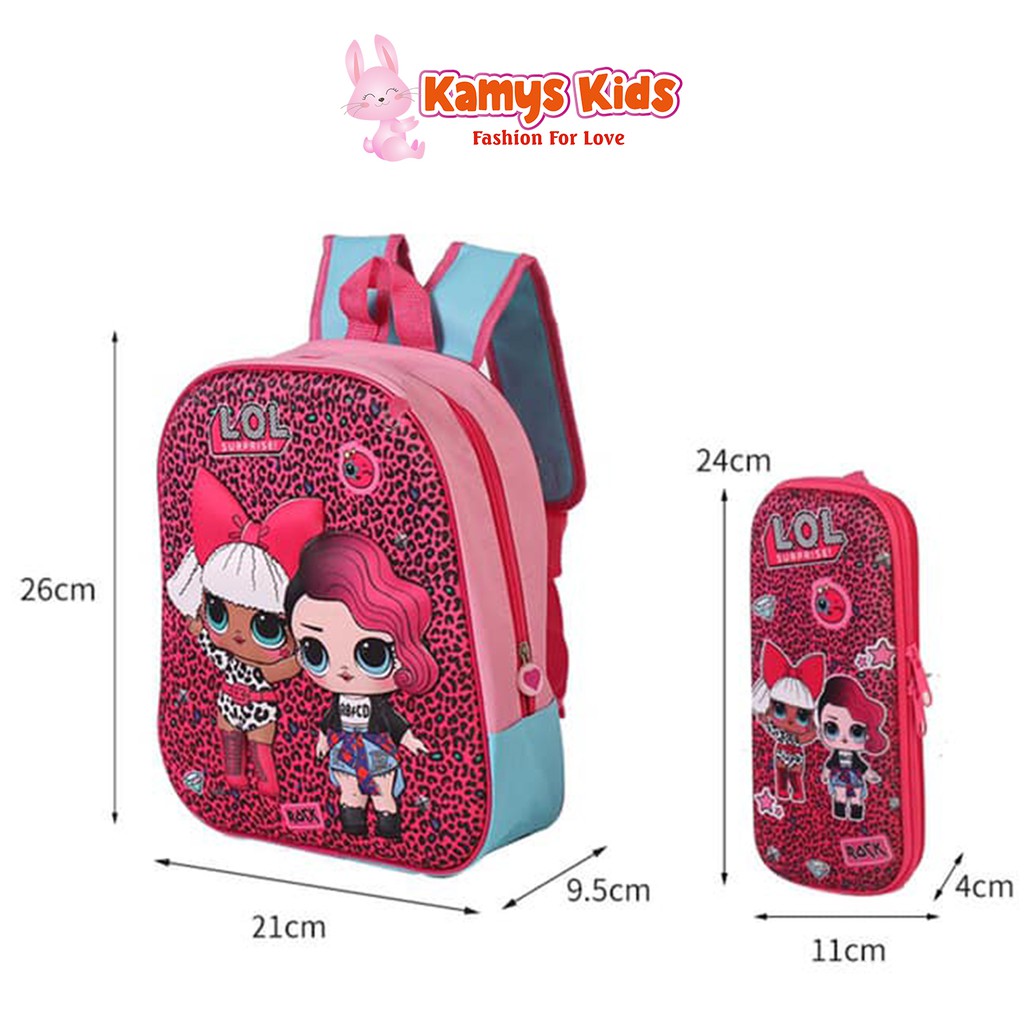 Balo trẻ em 3D siêu nhẹ kiểu dáng dễ thương KAMYS KIDS tặng kèm hộp bút