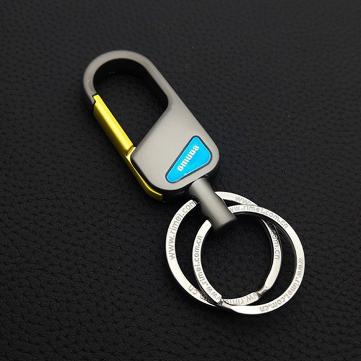 Móc chìa khóa xe oto xe máy OMUDA sang trọng hai nhẫn tay có chốt móc đồ chất liệu inox cao cấp