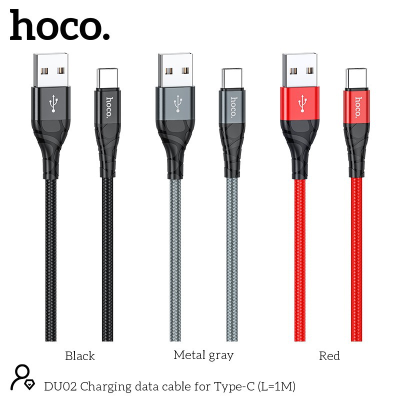 Cáp Sạc Hoco DU02💎CAO CẤP💎Dây Sạc Nhanh 2.4A Dây Dù Siêu Bền Chống Đứt Dài 1M/2M Cho Iphone/Anroid - Bảo Hành 1 Năm