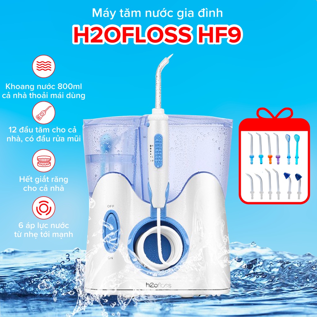 [COMBO GIẢM 850K] Máy tăm nước gia đình H2ofloss HF-9 + Bàn chải điện sạch sâu Maxcare Hera Whitening SE