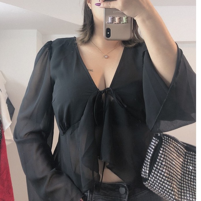 áo kiểu bigsize , croptop dành cho người béo , vải chifon tay dài , hack dáng cực chuẩn cho nàng mũm mĩm