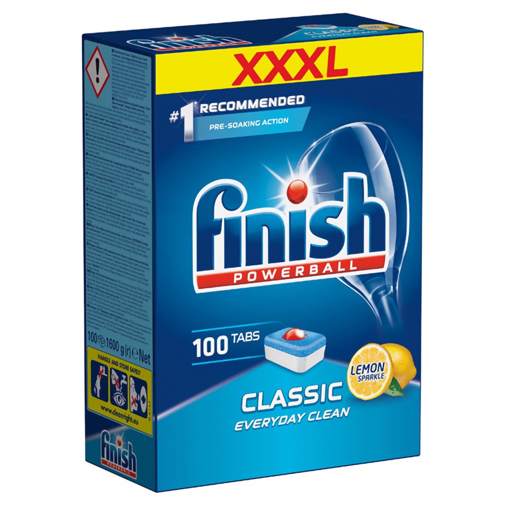Viên rửa bát Finish Classic 100 viên/ hộp, hương chanh - Chính Hãng.