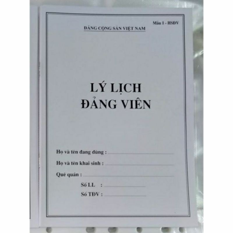 Lý lịch đảng viên Mẫu 1 - HSDV