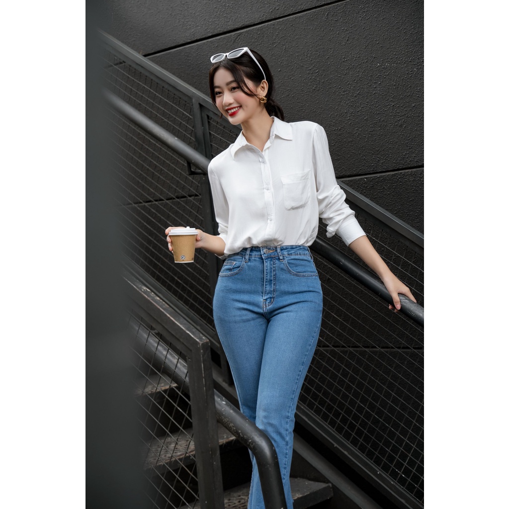 OLV - Quần Flare Jeans in Blue