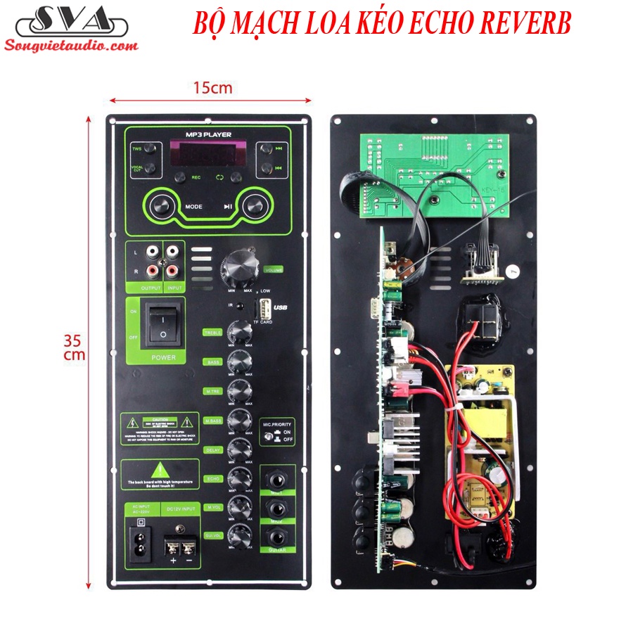 BỘ MẠCH LOA KÉO 100W - 15X35CM - MẪU ĐỨNG - MỚI