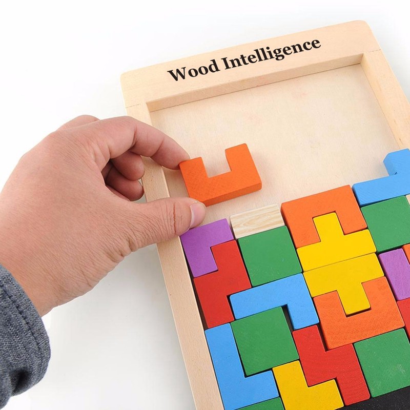 Bộ đồ chơi gỗ cho bé Pohanu ghép hình phát triển trí tuệ tetris woll intelligence TE01