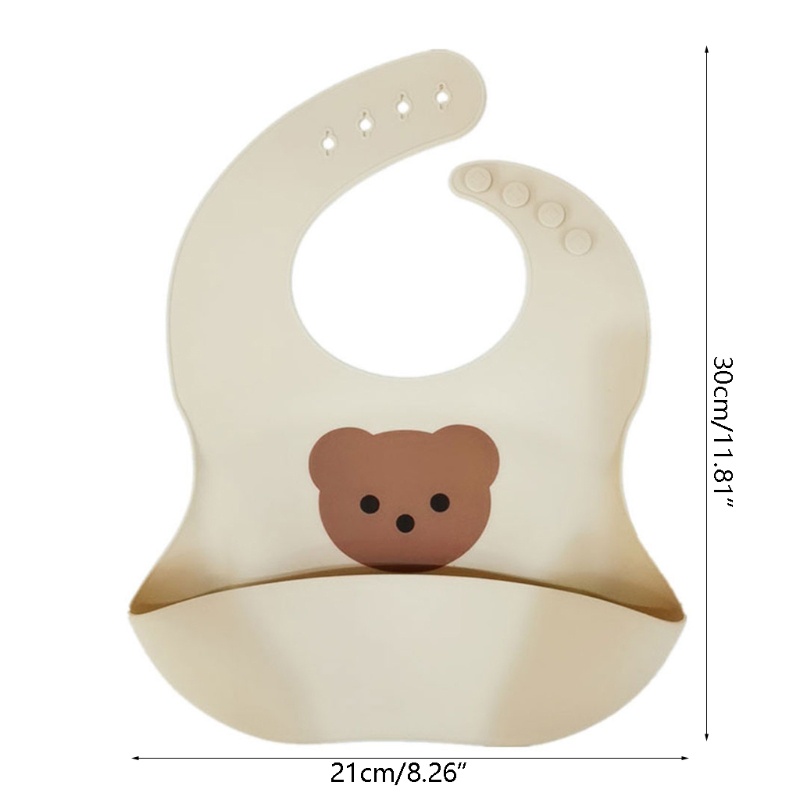 Yếm ăn dặm bằng silicone cấp thực phẩm chống nước in hình gấu cho bé sơ sinh