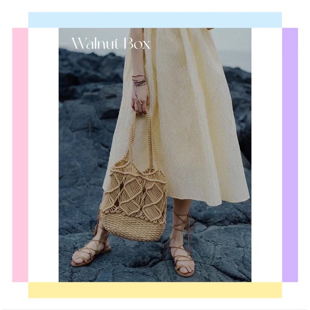 Túi Đeo Vai Đan Rơm Thủ Công Sức Chứa Lớn Cho Nữ