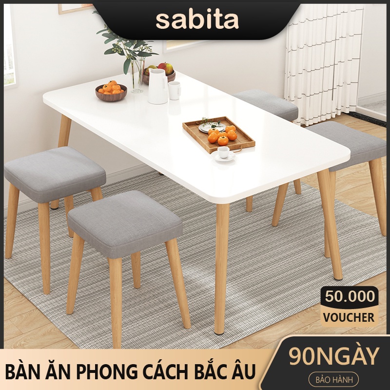 Bàn ăn phong cách Bắc Âu bằng gỗ sồi lắp ráp dễ dàng 🌳 Bàn phòng bếp trang trí nội thất hiện đại tối giản SABITA GP181