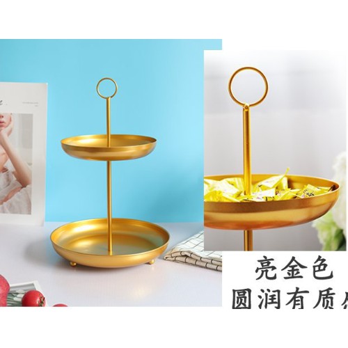 Khay đựng bánh kẹo 2 tầng chất liệu nhôm nhiều màu