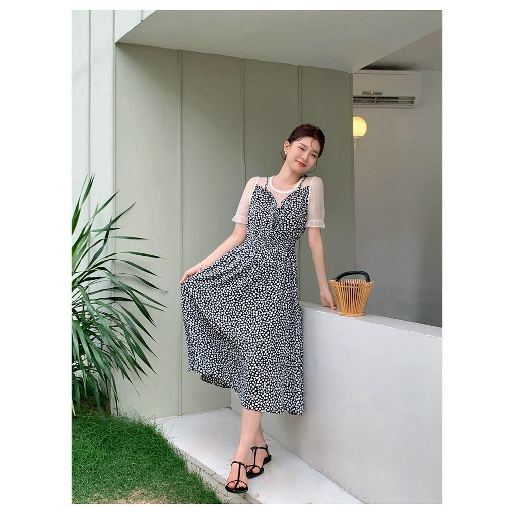 Đầm Voan Hoa Giả Hai Lớp Phong Cách Pháp Quý Phái 64197