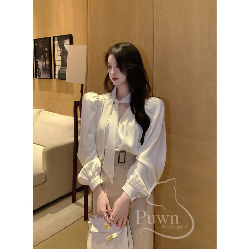 Sơ mi 2 kiểu phong cách tiểu thư Hàn Quốc thanh lịch mặc được cả hai mặt Puwn Shop