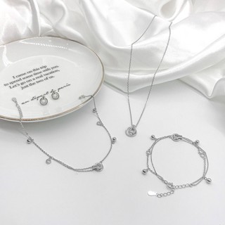 Lắc Chân Bạc Blue Peach Circle Double LC237