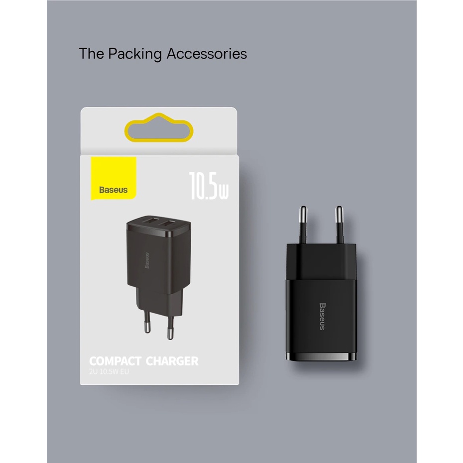Củ sạc 2 cổng usb Baseus chíp thông minh bảo vệ tối đa khi sử dụng cho samsung oppo xiaomi ip ...