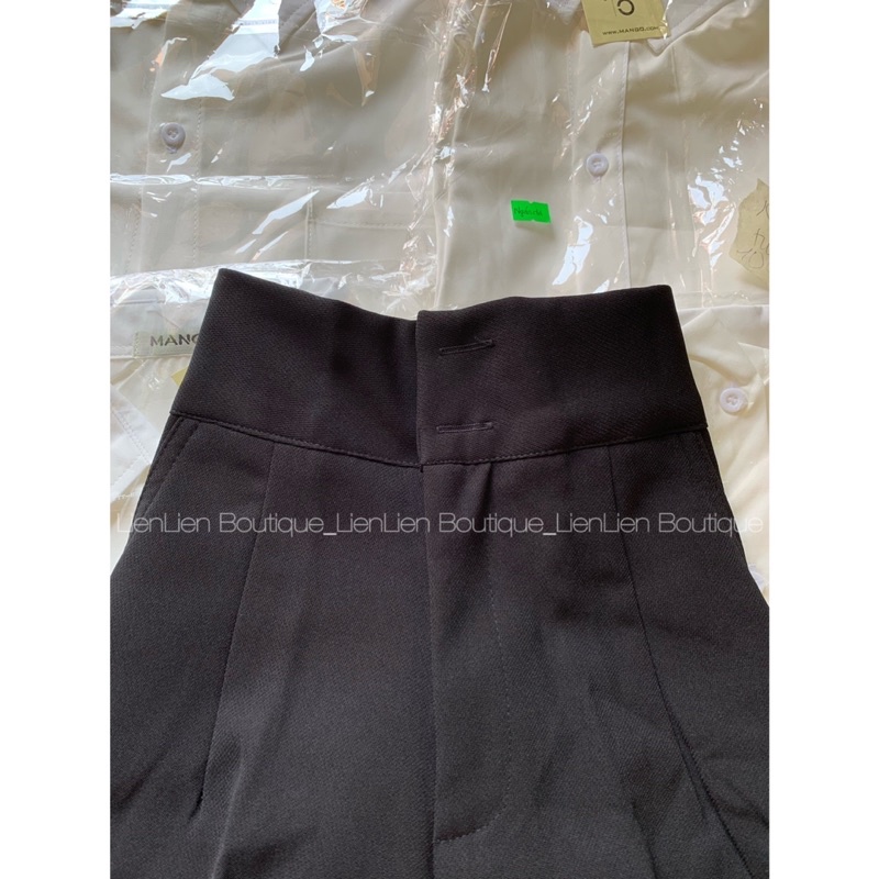 Quần tây lưng cao nút bọc