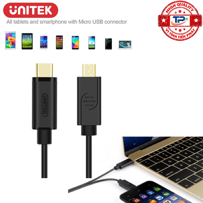 Cáp chuyển USB 3.1 USB Type-C sang Micro USB Unitek Y-C473BK