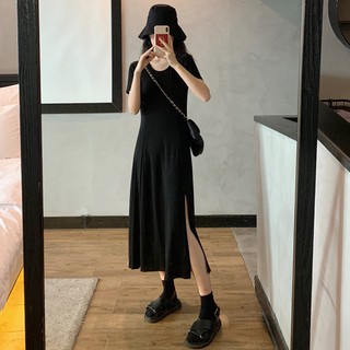 (ORDER) Váy thun dáng dài xẻ tà cao gợi cảm sang chảnh style retro kiểu Pháp (NEW ARRIVALS 2020)