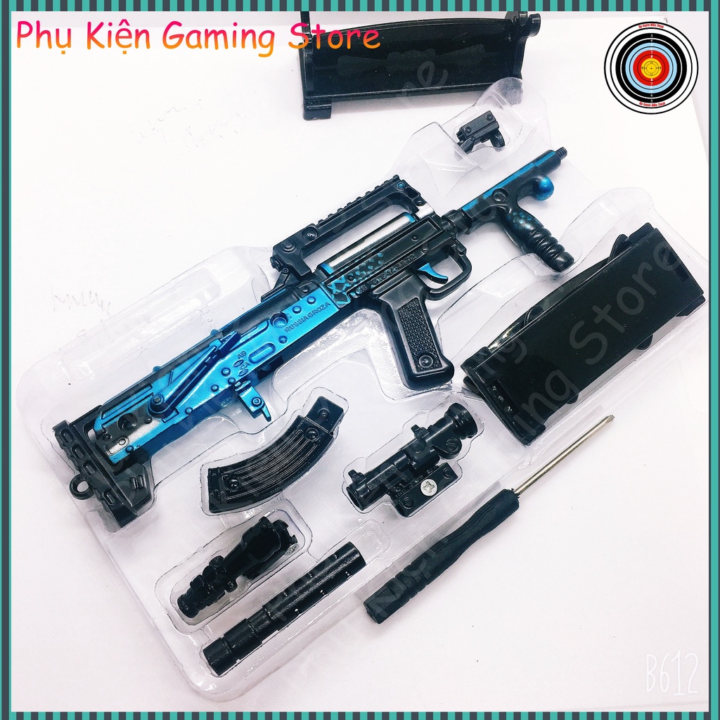 Mô hình Groza pubg kim loại lắp ráp mini Skin Blue Night dài 20cm đồ chơi lắp ghép Tặng kèm kệ đỡ trưng bày