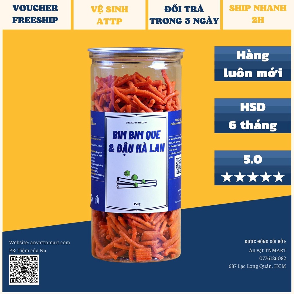 Bim bim que đậu hà lan Thái Lan 350g ăn vặt tuổi thơ TiNimart