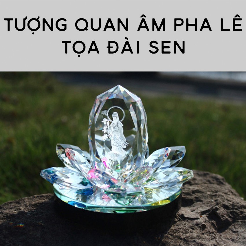 Tượng Phật Bà Quan Âm Chất Liệu Pha Lê, Phong Thủy  Để Taplo Xe Hơi